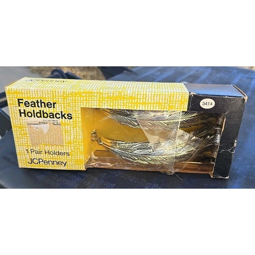 Vintage JC Penney Curtain Drapery Tie Holdbacks 1950's Hollywood Regency Feather